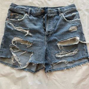 We The Free Blue Distressed‎ Jean Shorts